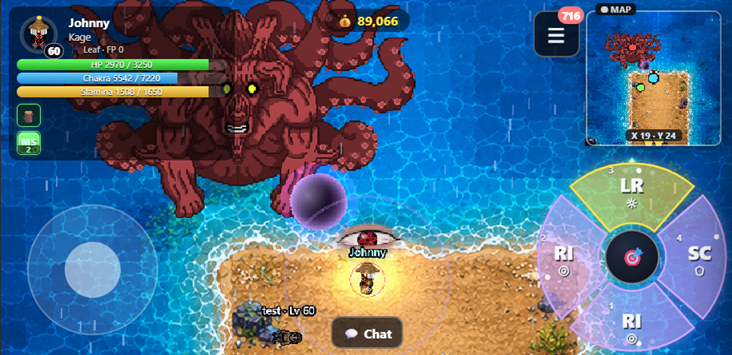 The Eight-Tails world boss in its cave arena