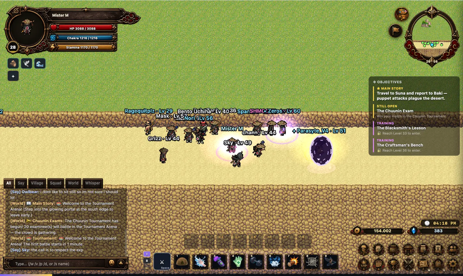 Around fifteen players gathered at the Tournament Arena as a promotion tournament is announced in world chat